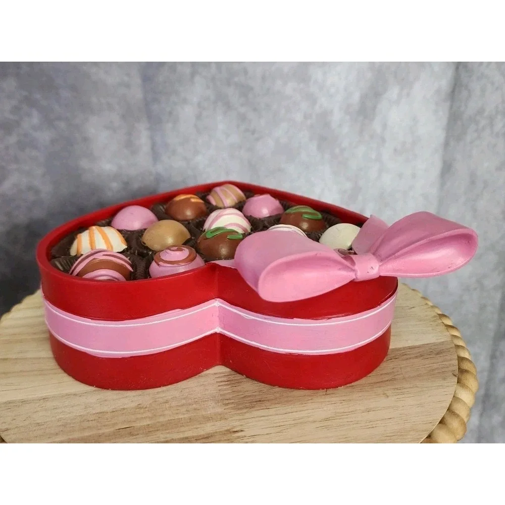 Sweet Treats Valentines Heart Box of Chocolates Tabletop Resin Decoration 8